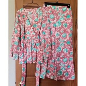 Montgomery Ward Shirt Pants MCM MOD 60s 70s Bell Bottom Flower Power Boho S M L